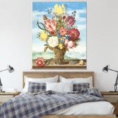 Bouquet van Flowers op een Ledge Canvas Afdruk (Insitu (Slaapkamer))