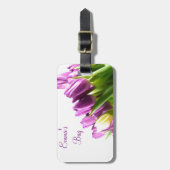 Bouquet van het bagagelabel van Paarse tulpen (Voorkant verticaal)