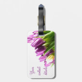 Bouquet van het bagagelabel van Paarse tulpen (Achterkant verticaal)