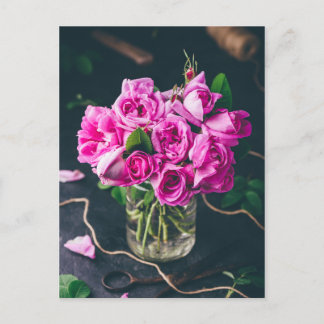 Bouquet van kleine roze rozen briefkaart