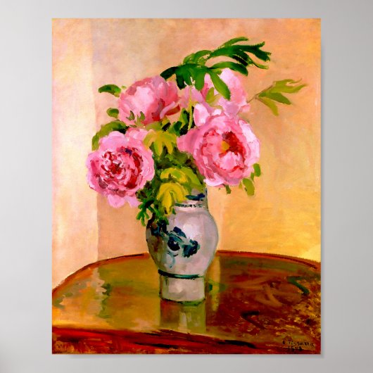 Bouquet van Pink Peonies van Camille Pissarro Poster (Voorkant)