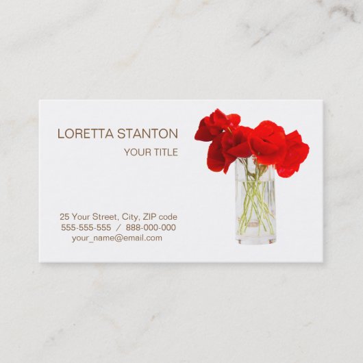 Bouquet van rode papaver visitekaartje (Voorkant)