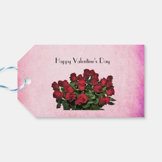 Bouquet van rode rozen cadeaulabel (Achterkant Horizontaal)