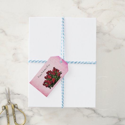 Bouquet van rode rozen cadeaulabel (Met Touw)