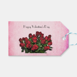 Bouquet van rode rozen cadeaulabel