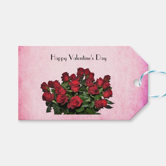 Bouquet van rode rozen cadeaulabel (Voorkant (Horizontaal))