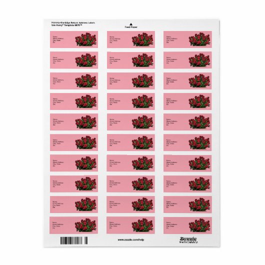 Bouquet van rode rozen etiket (Full Sheet)