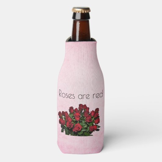 Bouquet van rode rozen flesjeskoeler (Fles Voorkant)