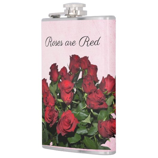 Bouquet van rode rozen heupfles (Links)