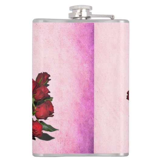 Bouquet van rode rozen heupfles (Achterkant)