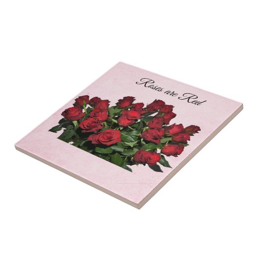 Bouquet van rode rozen tegeltje (Zijkant)