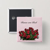 Bouquet van rode rozen vierkante button 5,1 cm (Voorkant /achterkant)