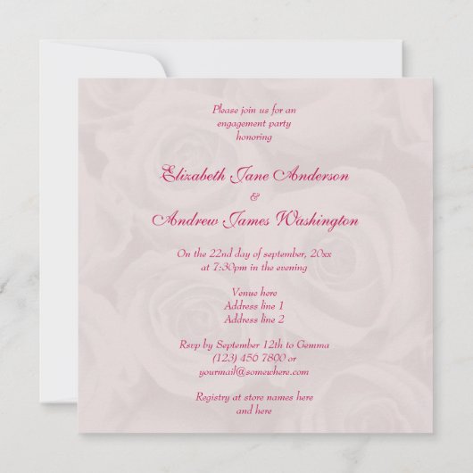 Bouquet van Roses Engagement Party Kaart (Achterkant)