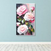 Bouquet van roze rozen canvas afdruk (Insitu (Houten vloer))
