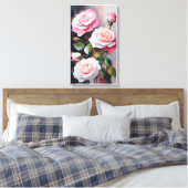 Bouquet van roze rozen canvas afdruk (Insitu (Slaapkamer))