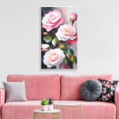Bouquet van roze rozen canvas afdruk (Insitu (Woonkamer))