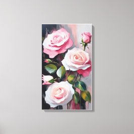 Bouquet van roze rozen canvas afdruk