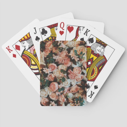 Bouquet van roze rozen en groene bladeren pokerkaarten (Achterkant)