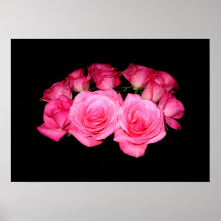 Bouquet van roze rozen poster