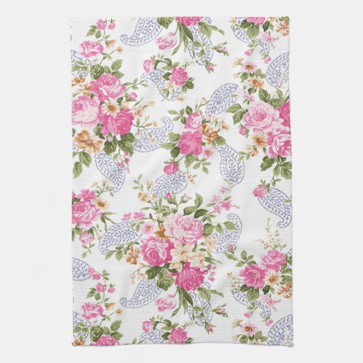 Bouquet van roze rozen theedoek (Verticaal)