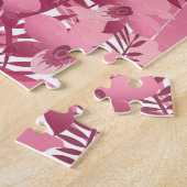 Bouquet van roze tropische planten legpuzzel (Zijkant)