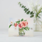 Bouquet van rozen briefkaart (Staand voorkant)