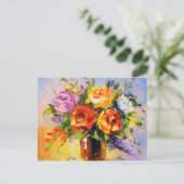 Bouquet van rozen briefkaart (Staand voorkant)