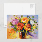 Bouquet van rozen briefkaart (Voorkant / Achterkant)