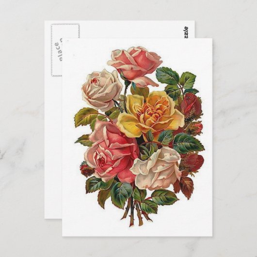 Bouquet van Rozen Briefkaart (Voorkant / Achterkant)