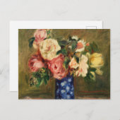 Bouquet van Rozen Renoir Impressionist Art Paintin Briefkaart (Voorkant / Achterkant)