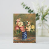 Bouquet van Rozen Renoir Impressionist Art Paintin Briefkaart (Staand voorkant)