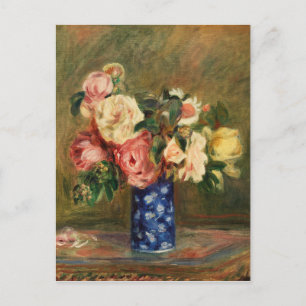 Bouquet van Rozen Renoir Impressionist Art Paintin Briefkaart