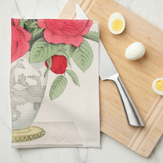 Bouquet van Rozen Theedoek (Quarter Fold)