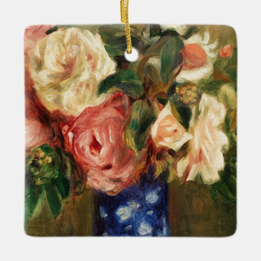Bouquet van Rozen van Renoir Impressionist Paintin Keramisch Ornament (Voorkant)