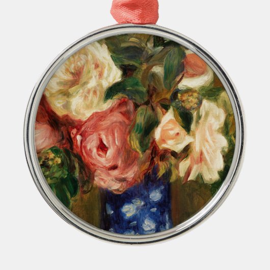 Bouquet van Rozen van Renoir Impressionist Paintin Metalen Ornament (Voorkant)