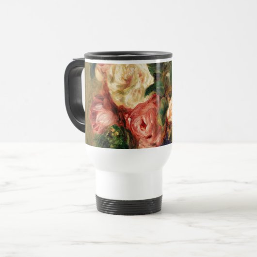Bouquet van Rozen van Renoir Impressionist Paintin Reisbeker (Voorkant links)
