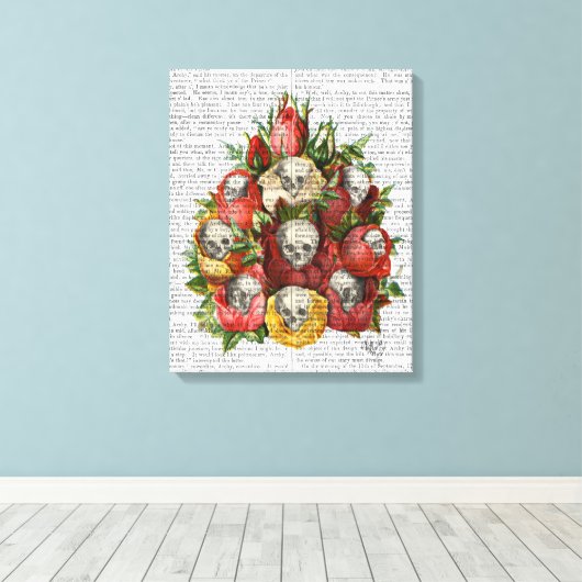 Bouquet van Skulls Canvas Afdruk (Insitu (Houten vloer))