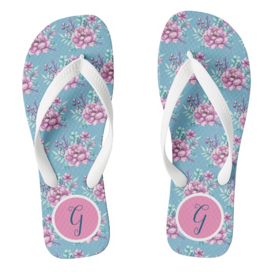 Bouquet van Teenslippers met roze bloemen (Voetbed)
