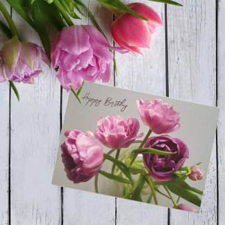 Bouquet van tulpen. Gelukkige verjaardag Kaart