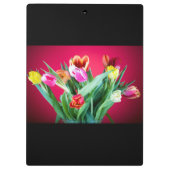 Bouquet van tulpen op rood klembord (Achterkant)
