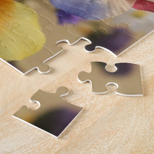 Bouquet van Violet en Gele Bloemen Legpuzzel (Zijkant)