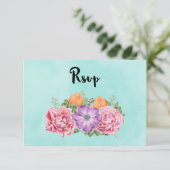 Bouquet van Waterverf Flowers Stylish Wedding RSVP (Staand voorkant)