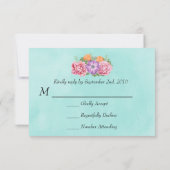 Bouquet van Waterverf Flowers Stylish Wedding RSVP (Achterkant)
