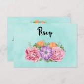 Bouquet van Waterverf Flowers Stylish Wedding RSVP (Voorkant / Achterkant)