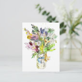 Bouquet van zomerbloemen. Waterverf schets Briefkaart (Staand voorkant)
