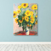 Bouquet van zonnebloemen door Monet Impressionist Canvas Afdruk (Insitu (Houten vloer))