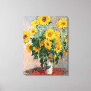 Bouquet van zonnebloemen door Monet Impressionist Canvas Afdruk