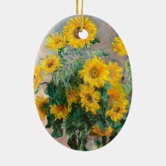 Bouquet van zonnebloemen door Monet Impressionist Keramisch Ornament (Achterkant)