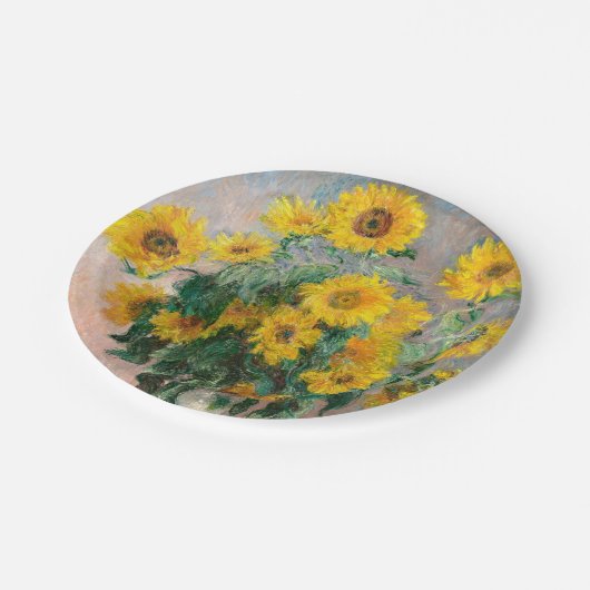 Bouquet van zonnebloemen door Monet Impressionist  Papieren Bordje (Gekanteld)