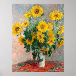 Bouquet van zonnebloemen door Monet Impressionist Poster